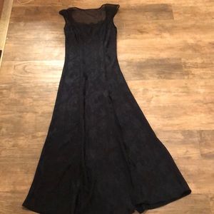 Victoria Secret long black satin with sheer top
